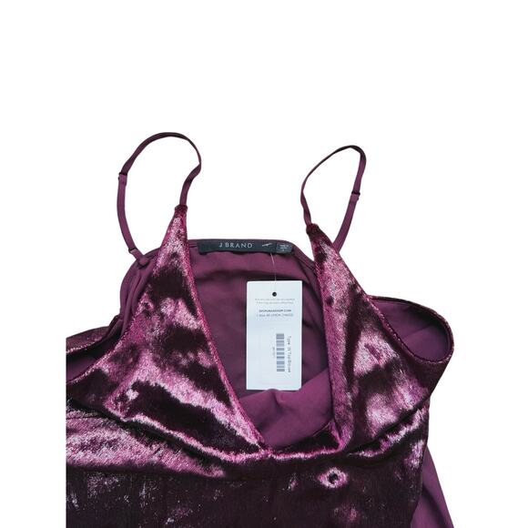 J Brand Y2K Glam Shimmer V-Neck Camisole S Red Indie Sleaze Vamp Retail $395 - Picture 9 of 9